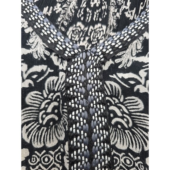 Women’s XL Boho Black Floral Peplum Tank Top Festival Cottagecore Rayon - Picture 6 of 8